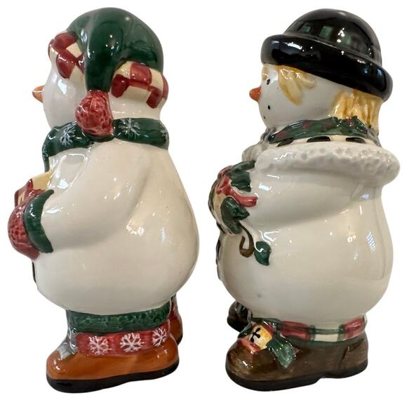 Sakura Debbie Mumm 'Winter Follies' Snowmen Vintage 90s Salt and Pepper Shakers - Picture 2 of 5